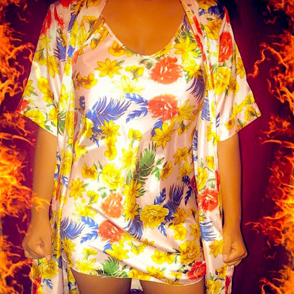 Flowers sexy night gown